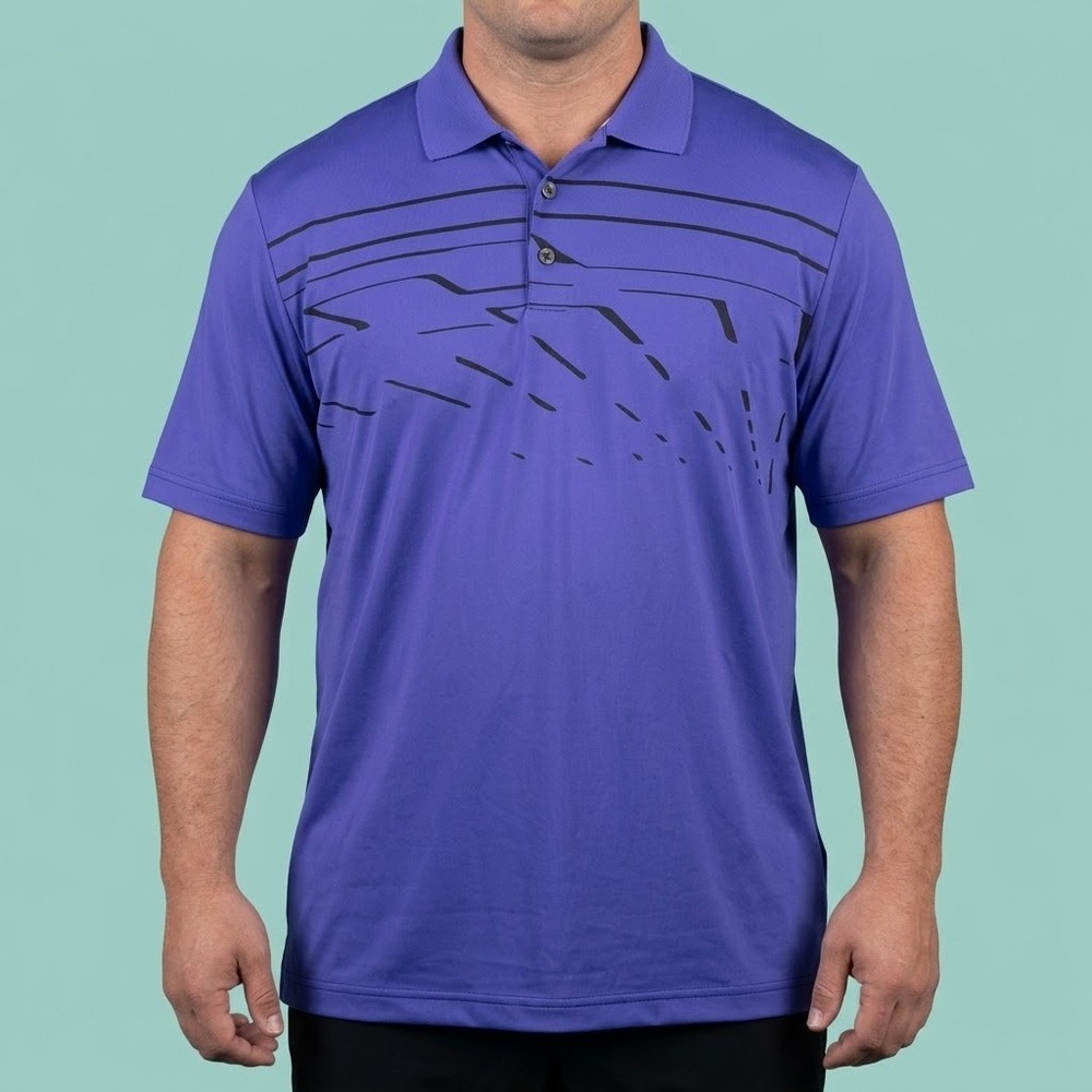 Adidas Golf Performance Abstract Lines Polo Shirt Mens XL Purple EUC